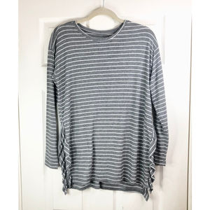 Aerie Top / Tunic Striped Long Line Side Ruffles Detail Just Add Leggings Size M